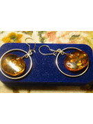 Russian Soviet silver rose gold plated 925 Amber earrings veab005